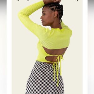 Find Me Now Audrey Ribbed Knit Crop Top in the color Chartreuse